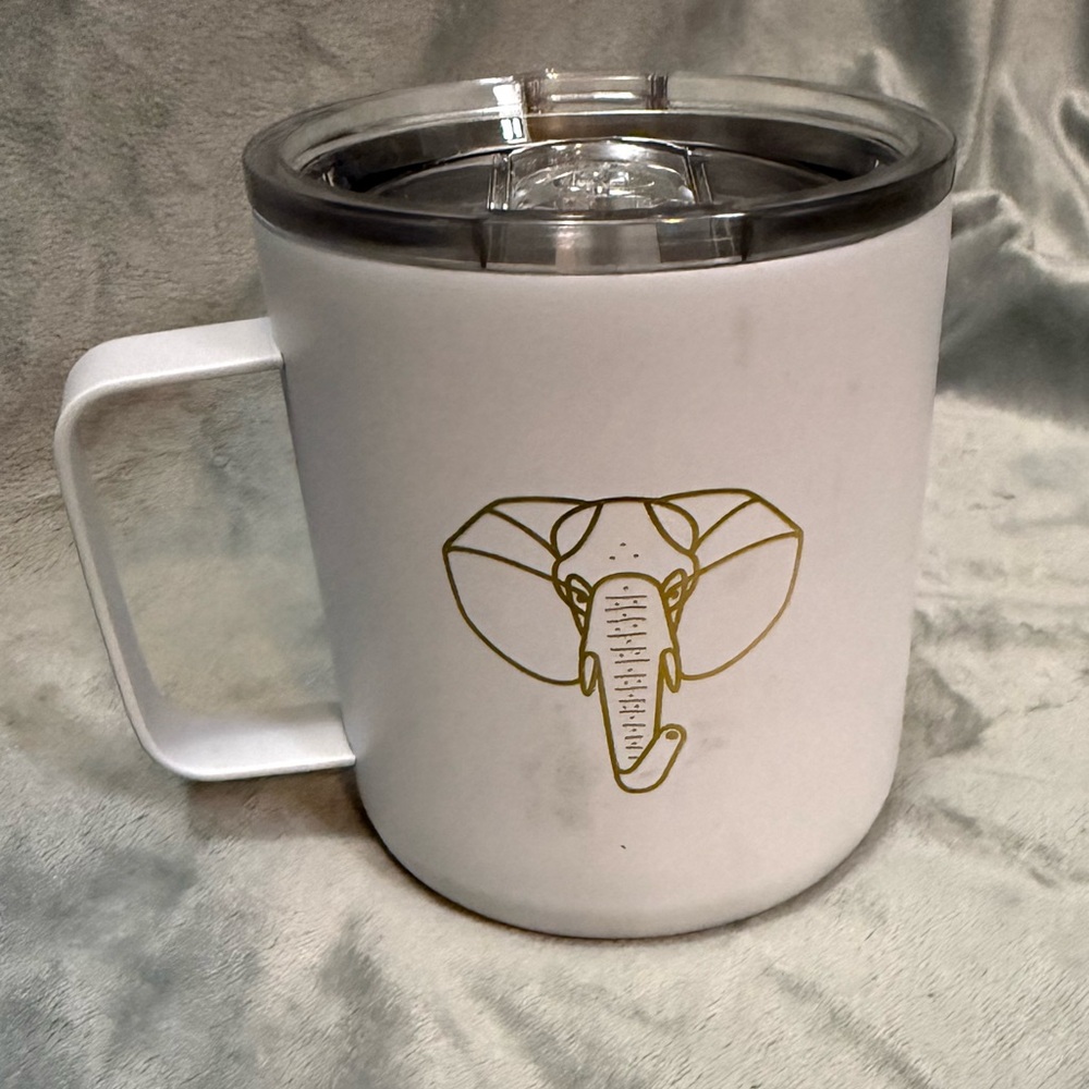 Sseko White Mug with Gold Elephant Design
